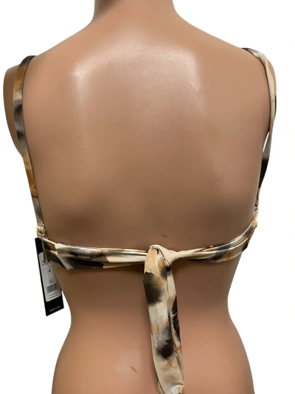 BCBGMAXAZRIA EUPHORIA BANDEAU BIKINI TOP  RUCHED FRONT ADJUSTABLE STRAPS SIZE 6
